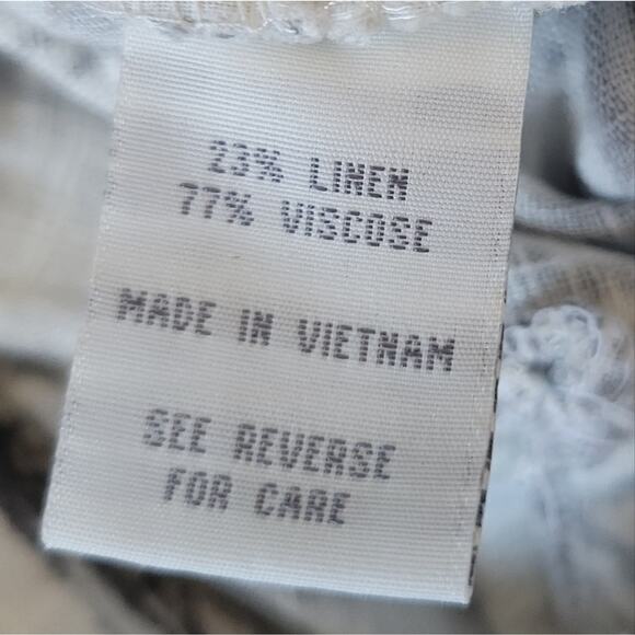 Cali 1850 Casual Linen Pants Smocked Waist Size Medium Gary White - Picture 5 of 10